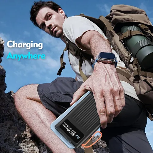 Miniatura 8 de Cargador portátil de 10000 mAh, cable integrado, PD de 22.5 W de carga rápida, batería externa con iluminación LED, cargador de teléfono de viaje