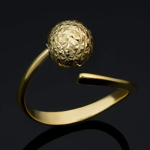 Miniatura 2 de Kooljewelry Anillo de oro amarillo de 14 k de 0307in con corte de diamante ajustable de tamaño 5 a tamaño 7