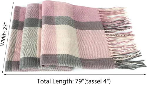 Miniatura 3 de Loritta Bufanda para mujer, chales largos a cuadros, para invierno, cálida, bufandas grandes, regalos