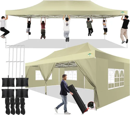 Miniatura 31 de COBIZI Carpa Toldo Emergente de 10x10 pies, Toldo de 10x10 con 4 Paredes Laterales Impermeable de Servicio Pesado Carpa Comercial para Fiestas