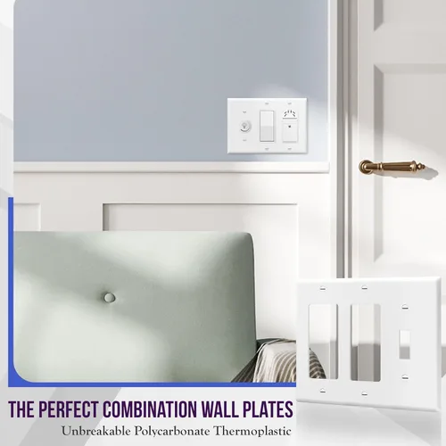 Miniatura 3 de ENERLITES - Placa de pared combinada para interruptor de palanca simple/interruptor de palanca doble decorativo, tamaño estándar 3 bandas