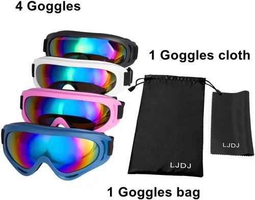 Miniatura 6 de LJDJ Gafas de esquí, paquete de 4 – Gafas de snowboard para motocicleta, gafas tácticas de combate militar
