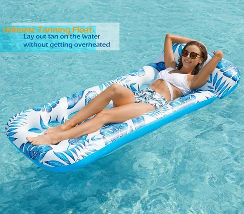 Miniatura 6 de Jasonwell Flotador inflable para piscina, flotadores, balsas para adultos, tumbona flotante, bronceador solar, flotadores de agua fría, natación