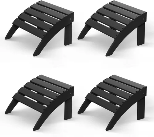 Miniatura 19 de GREENVINES Adirondack-Ottoman Plástico HDPE Reposapiés para exteriores Todo tipo de clima Reposapiés Taburete para pies Negro para Agua