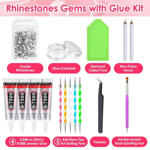 Miniatura 2 de B7000 Pegamento Transparente con Punta de Precisión, 4 Piezas de 25mL Pegamento para Cuentas de Joyería, Adhesivo para Deslumbrar con Diamantes