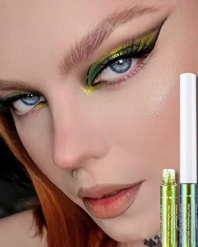 Miniatura 2 de Chameleon Glitter Eyeliner Liquid - 1 bolígrafo de maquillaje metálico verde de alta pigmentación para sombra de ojos, delineador de ojos multicromo