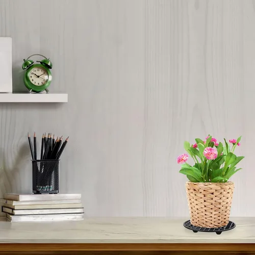 Miniatura 7 de 4 elevadores de macetas, soporte resistente, soporte redondo negro para plantas, elevadores de plástico de 8 pulgadas para interiores y exteriores