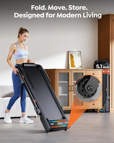 Miniatura 8 de Almohadilla plegable para caminar con inclinación automática del 0 al 15% y barra de mango, caminadora debajo del escritorio con capacidad