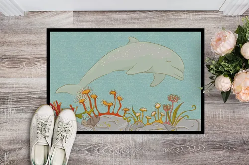 Miniatura 2 de Caroline's Treasures BB8537MAT - Felpudo de delfín bajo el agua de 18 x 27 pulgadas, tapete para puerta delantera interior y exterior, para entrada