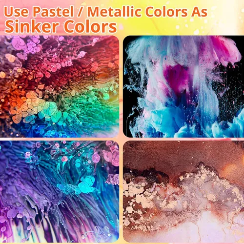 Miniatura 4 de LET'S RESIN Juego de 64 tintas de alcohol concentrado, 9 colores pastel y 9 colores vibrantes metálicos a base de alcohol para resina epoxi, tinte