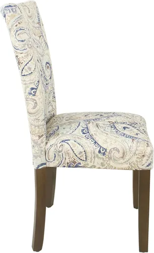 Miniatura 223 de Homepop Silla de comedor con detalles festoneados, sillas de comedor Parsons tapizadas, muebles decorativos para el hogar, tejido gris claro