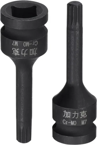 Miniatura 5 de uxcell M7 Impact Spline Bit Socket, 3/8" Square Drive 2.362 in Longitud CR-MO Tamaños métricos 2 Pcs