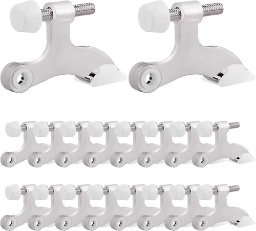 Miniatura 26 de OBTANIM - Paquete de 8 topes de puerta con bisagra de alta resistencia, topes de puerta ajustables de metal con puntas de goma para parachoques