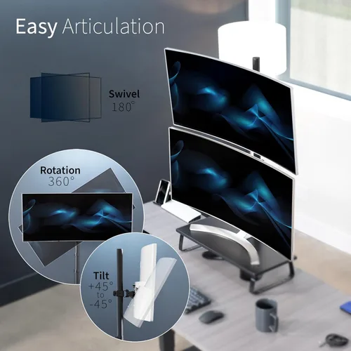 Miniatura 9 de VIVO, soporte para monitor LCD de computadora, para escritorio, con inclinación ajustable, con capacidad para pantallas de 1 a 27 pulgadas., Negro