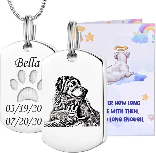 Miniatura 30 de Fanery Sue Collar personalizado para cenizas de mascotas para perros y gatos, foto y texto personalizados, regalo de condolencia, regalo de cremación