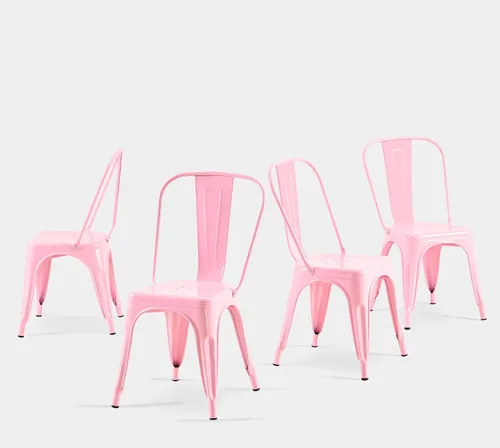 Miniatura 29 de Juego de 8 sillas de comedor de metal verde alpino, sillas de cocina apilables retro estilo granja, sillas laterales de acero verde oscuro para café