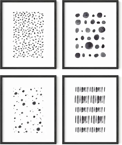 Miniatura 72 de HAUS AND HUES Arte abstracto para pared en blanco y negro, juego de 4 pósteres minimalistas en blanco y negro para paredes, pósteres estéticos Juego