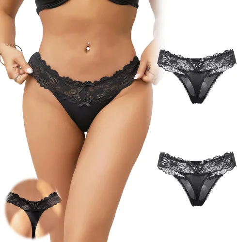 Miniatura 91 de ohyeah Tangas sexy de encaje tangas bragas de tiro bajo ropa interior para mujer de algodón entrepierna braga tangas bragas 4-18