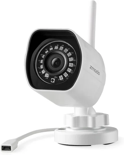 Zmodo Sistema de cámara de seguridad inalámbrica para exteriores Full HD 1080p, enchufable, cámara IP WiFi para hogar inteligente interior y