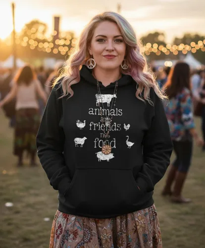 Miniatura 2 de The Goozler Vegan Hoodie Animals Friends Not Food Funny Plant Based Gift Vegetarian Cruelty Free Men Women