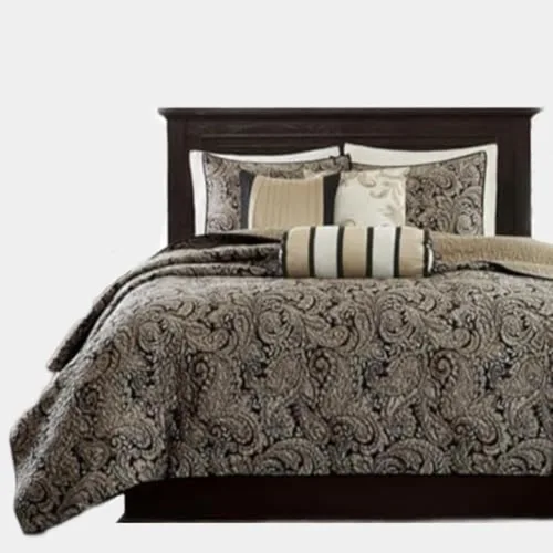 Madison Park - Edredón tradicional con diseño damasquino para todas las estaciones, juego de ropa de cama ligero, fundas a juego, almohadas, tamaño