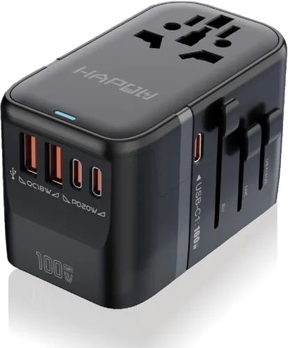 Miniatura 11 de HAPOW Adaptador de Viaje Universal, Adaptador de Corriente Internacional PD20W, 2 USB-C y 2 USB-A Cargador de Viaje de Carga Rápida, Adaptador