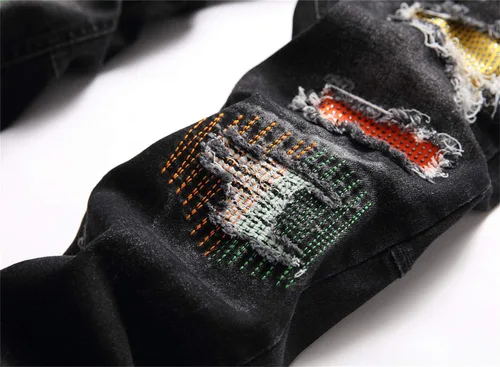 Miniatura 4 de AITITIA Jeans elásticos de ajuste regular rasgados para hombre