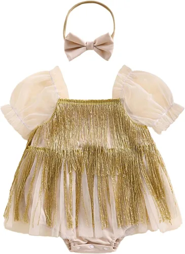 Miniatura 29 de Sasaerucure Traje de verano para bebé niña, sin mangas, mameluco de encaje tutú, mameluco de una pieza con volantes