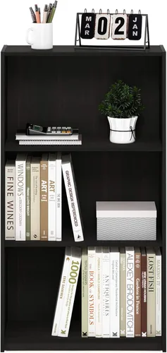Miniatura 4 de Furinno Estantería básica de almacenamiento de libros de 3 niveles, Espresso