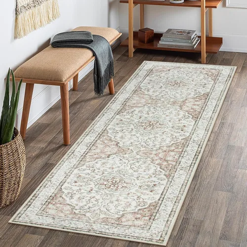 Miniatura 11 de Alfombra de pasillo oriental para baño Lahome, alfombra lavable de 2 x 6 pulgadas color beige para cocina, alfombra antideslizante para pasillo