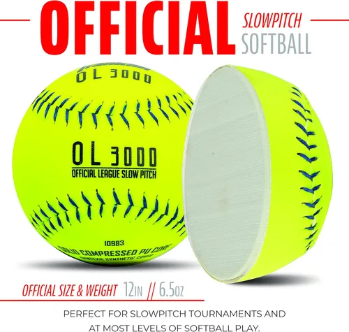 Miniatura 3 de Franklin Sports Softballs de tamaño oficial – Pelotas de sóftbol de 12 pulgadas – Pelotas de torneo de lanzamiento lento – Ideal para práctica +