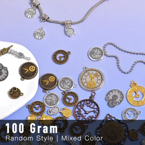 Miniatura 2 de stino 100 G Mixed Style Metal Charms for Jewelry Making, Bulk Silver & Gold Plated, for Bracelet, Necklace, Earrings DIY Crafts