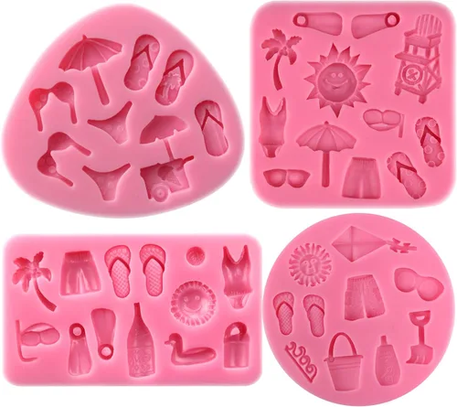 Miniatura 7 de Funshowcase Summer Beach Holiday Fondant - Molde de silicona para decoración de cupcakes, arcilla polimérica para manualidades, 4