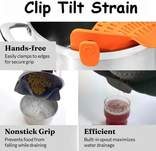 Miniatura 2 de Colador de cocina de silicona Clip Pan Drenaje Rack Tazón Embudo Arroz Pasta Lavado Vegetal Compatible con Thermomix TM5/TM6 Accesorios