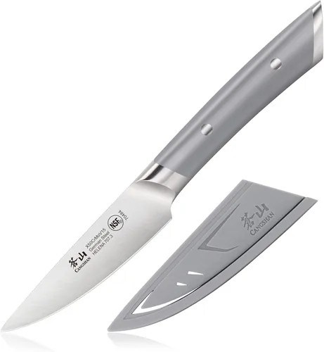 Cangshan HELENA Serie Alemán Acero Forjado 3.5" Cuchillo de Pelar con Funda (Gris)