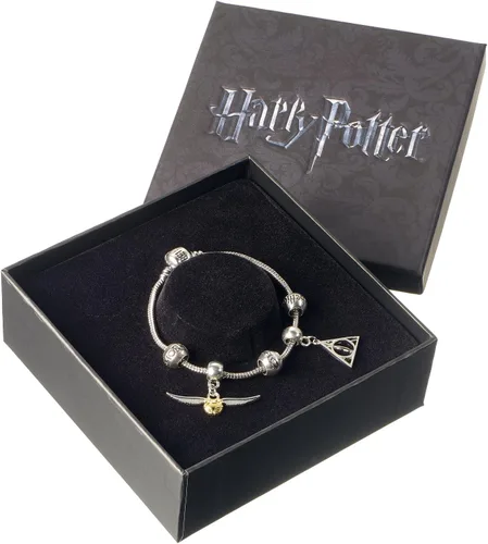 Miniatura 2 de Harry Potter Pulsera chapada en plata con 2 dijes y cuentas de hechizo