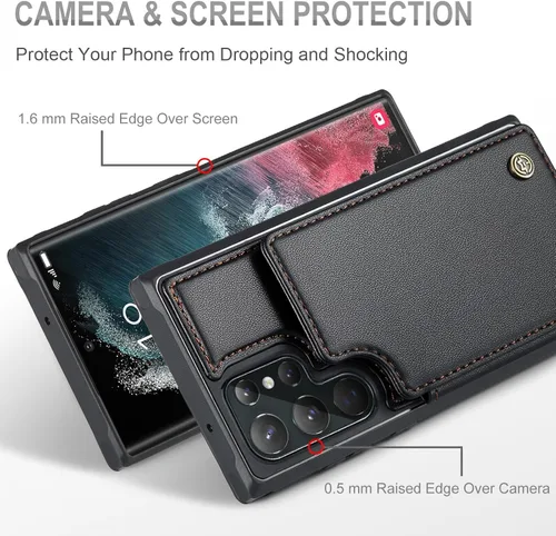 Miniatura 4 de Vinich Funda tipo cartera para Samsung Galaxy S22 Ultra con tarjetero y ranuras de crédito con bloqueo RFID, función atril, a prueba de golpes