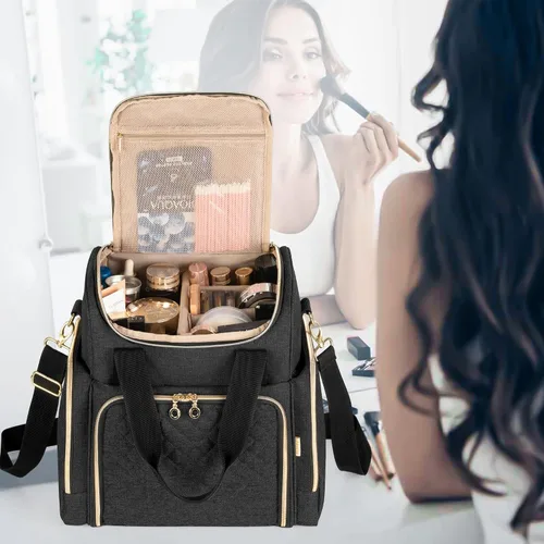 Miniatura 8 de LUXJA Bolsa de maquillaje Bolsa de cosméticos Bolsas extraíbles, Negro