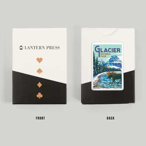 Miniatura 8 de Lantern Press Parque Nacional Glacier, Montana, Explorer Series, Moose (52 cartas de juego, baraja de cartas de tamaño póker con Jokers)