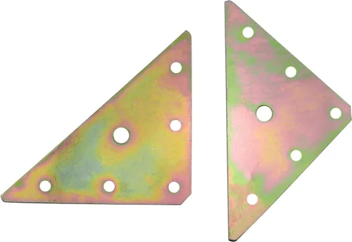 Miniatura 2 de 6 piezas de placas de reparación triangulares con tornillos de montaje, 4.84 x 3.5 pulgadas, color zinc metal fijación recta estante de unión esquina