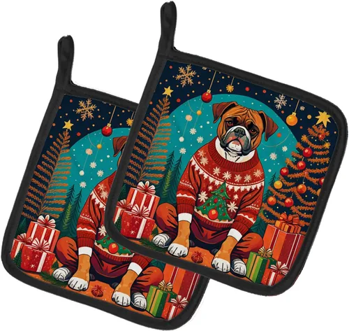 Miniatura 15 de Caroline's Treasures Fawn Pug - Par de soportes para ollas de Navidad, resistentes al calor, juego de ollas para horno, almohadillas calientes