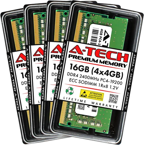 Miniatura 64 de A-Tech 4GB DDR4 2133MHz PC4-17000 ECC SODIMM 1Rx8 Rango único 1.2V 260-Pin Módulo de actualización de memoria RAM para Microserver, estación