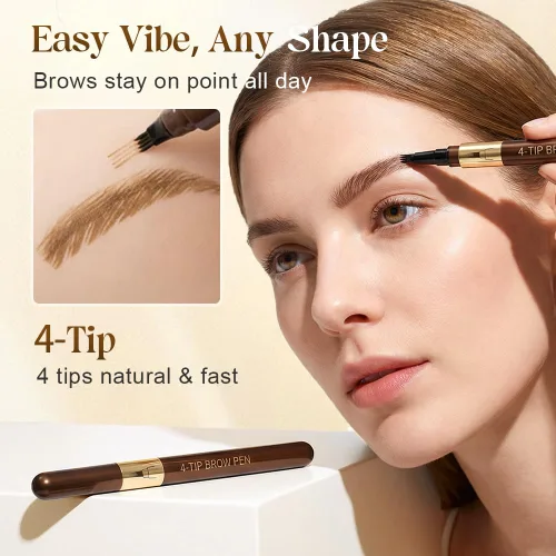 Miniatura 6 de 2 bolígrafos de cejas líquido Microblading de 4 puntas, crea trazos naturales similares al cabello, resistente al agua, de larga duración, a prueba