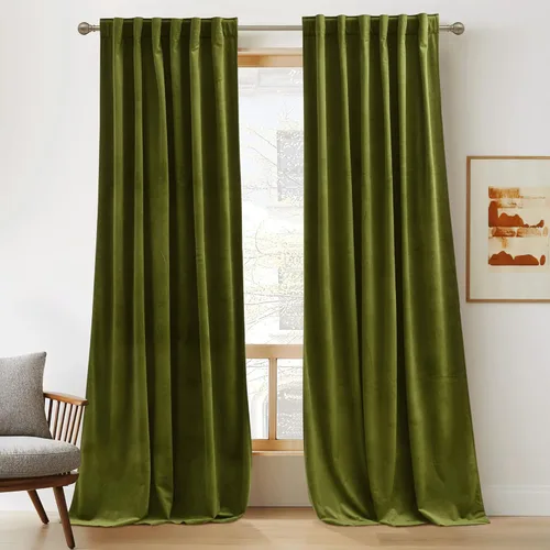 Miniatura 53 de RYB HOME - Cortinas de terciopelo beige, cortinas decorativas resistentes con pestaña trasera, cubierta de privacidad para oscurecer habitación