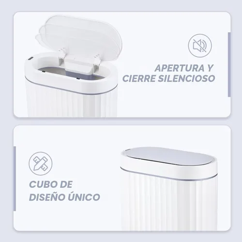 Miniatura 3 de ELPHECO Cubo de basura para baño con sensor de movimiento, cubo de basura automático, cubo de basura inteligente de plástico delgado con tapa