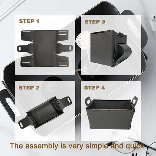 Miniatura 7 de Cesta decorativa de piel sintética, cesta pequeña para entrada, mesita de noche, cómoda, caja organizadora rectangular plegable (marrón)