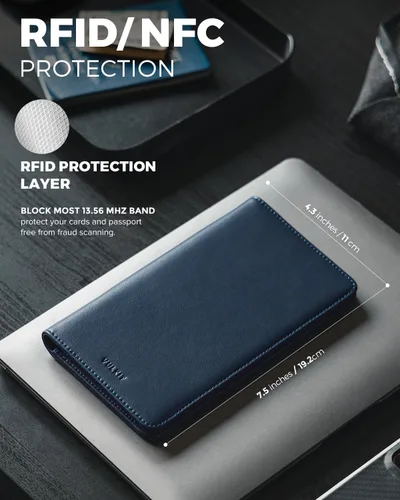 Miniatura 3 de VULKIT Cartera Portapasaportes con Bloqueo RFID, Cartera de Viaje para Hombre y Mujer