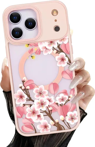 Miniatura 54 de Compatible con el teléfono 13 Pro - Funda magnética mate translúcida, de lujo, a prueba de golpes, magnética y con bonito patrón de flores, carcasa