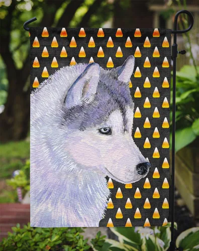 Miniatura 3 de Caroline's Treasures SS4257GF - Bandera decorativa para patio exterior, diseño de maíz y caramelo de Husky siberiano, diseño de maíz, jardín