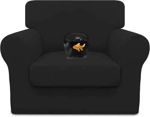 Miniatura 44 de Easy-Going Funda de sofá 100% impermeable doble de 3 piezas, elástica, suave, para perros, para sofá de 2 cojines separados, protector de muebles a